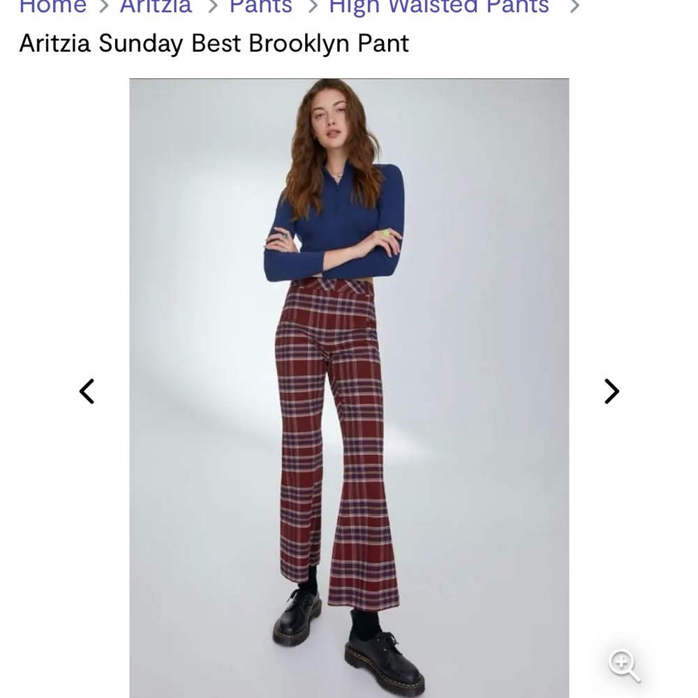 Aritzia Sunday Best Plaid Flare Pants - Red and White